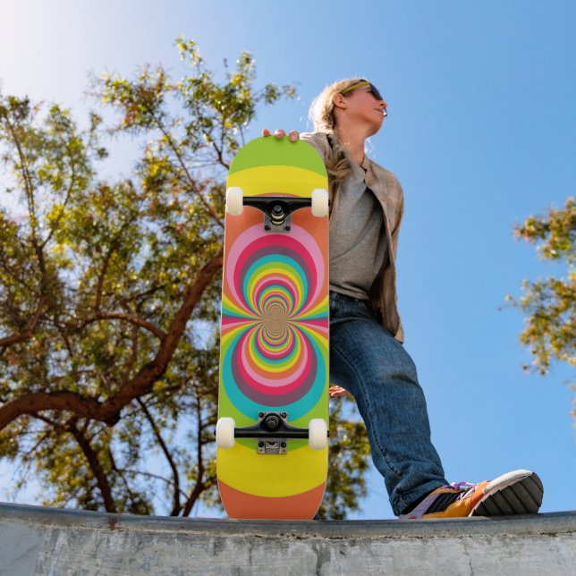 Groovy Retro Hippie Vintage Rainbow Kaleidoscope Old School Skateboard  Bräda 21,6 Cm
