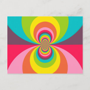 Groovy Retro Hippie Vintage Rainbow Kaleidoscope Vykort