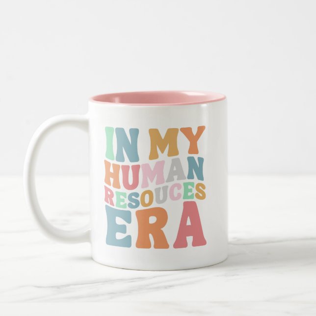 Groovy Retro Human Resources Era Professionell Gif Två-Tonad Mugg (Vänster)