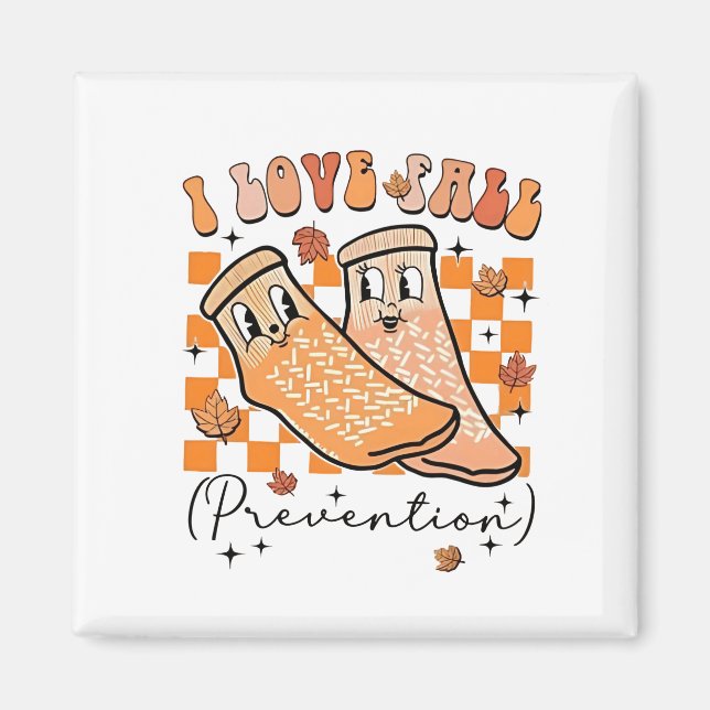 Groovy Retro I Kärlek Fall Prevention Funny Magnet (Framsidan)