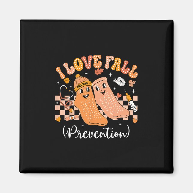 Groovy Retro Jag älskar fallprevention Fall Fysiot Magnet (Framsidan)