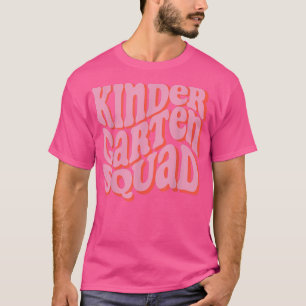 Groovy Retro Kindergarten Crew Kinder Teacher Rosa T Shirt