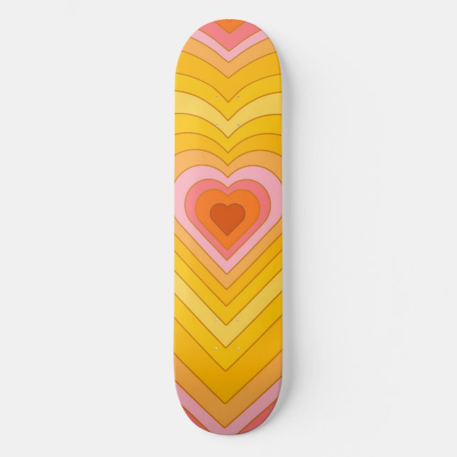 Groovy Retro-lager hjärta Mini Skateboard Bräda 18,5 Cm (Framsida)