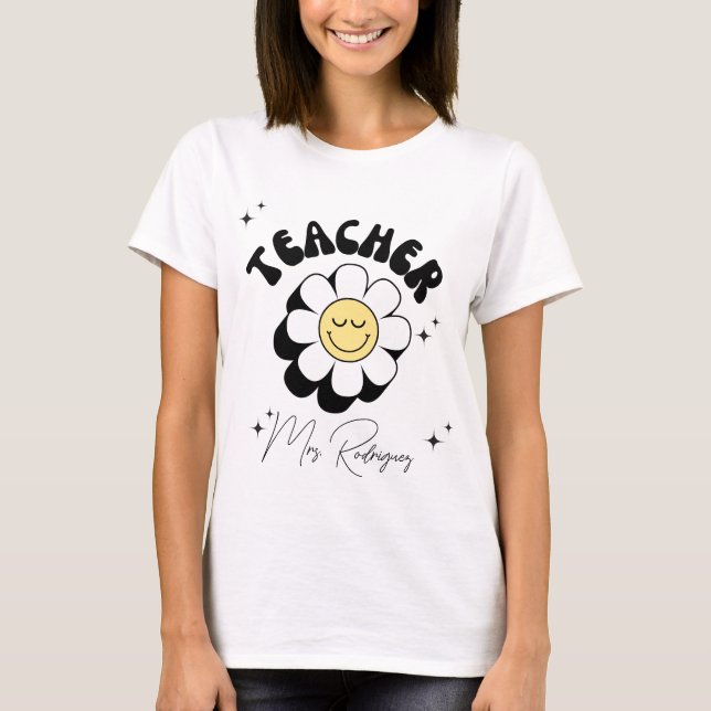 Groovy Retro Lärare T Shirt (Framsida)