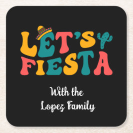 Groovy Retro Låt oss festa Underlägg Papper Kvadrat