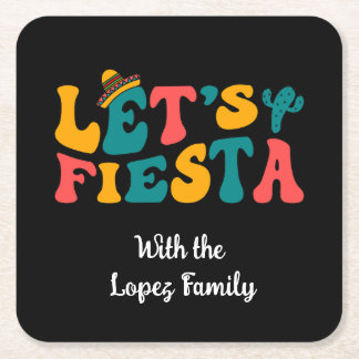 Groovy Retro Låt oss festa Underlägg Papper Kvadrat