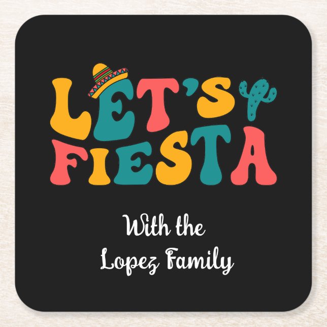 Groovy Retro Låt oss festa Underlägg Papper Kvadrat (Framsidan)