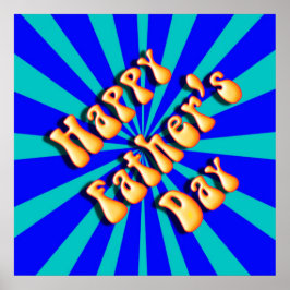 Groovy Retro Light & Mörk blått Fars dag Poster