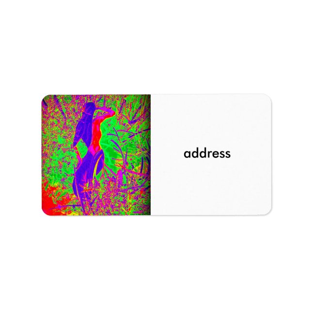 Groovy retro lila hippie sjöjungfru adressetikett (Framsidan)