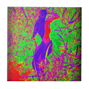 Groovy retro lila hippie sjöjungfru kakelplatta