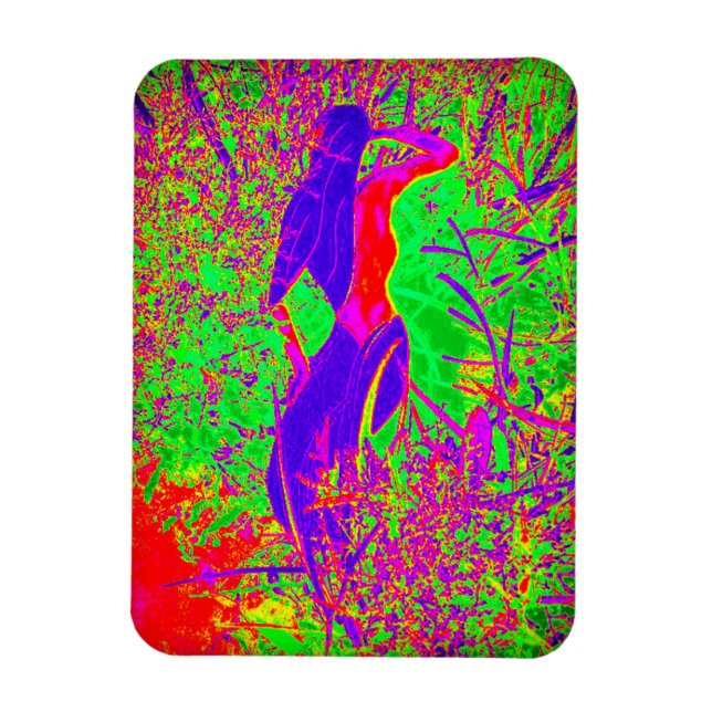 Groovy retro lila hippie sjöjungfru magnet (Vertikal)