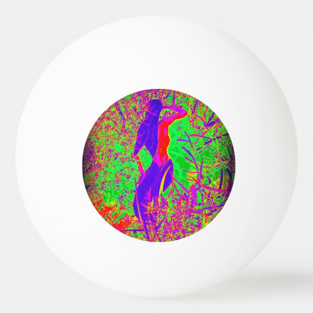 groovy retro lila hippie sjöjungfru pingisboll (Framsidan)