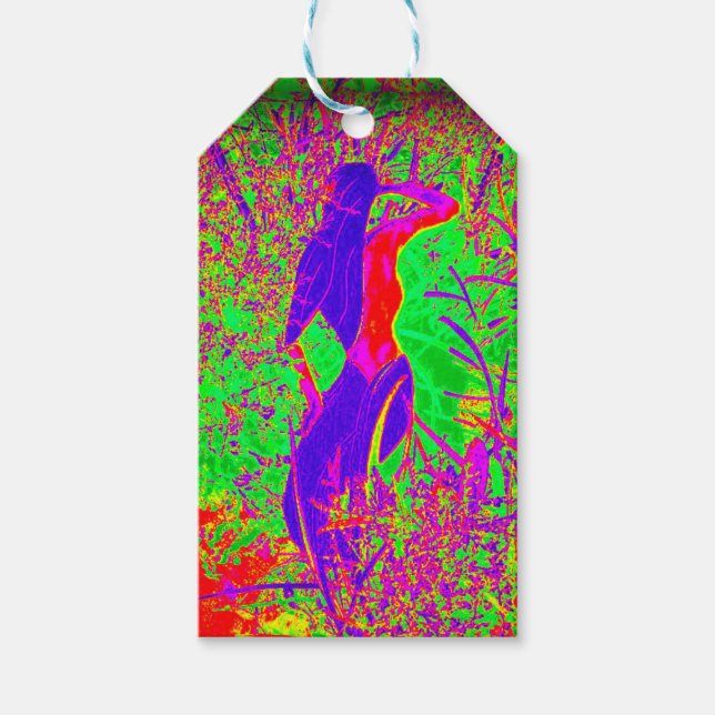 Groovy retro lila hippie sjöjungfru presentetikett (Framsidan)