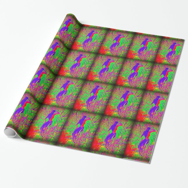 Groovy retro lila hippie sjöjungfru presentpapper (Utrullad)