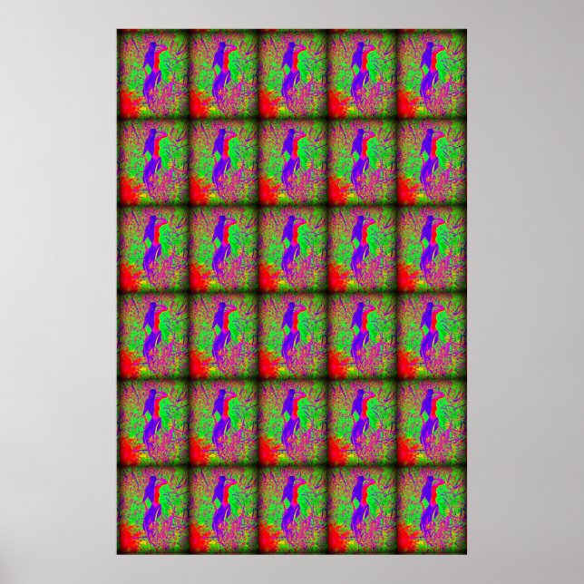 Groovy retro lila hippie-sjöjungfruar poster (Framsidan)