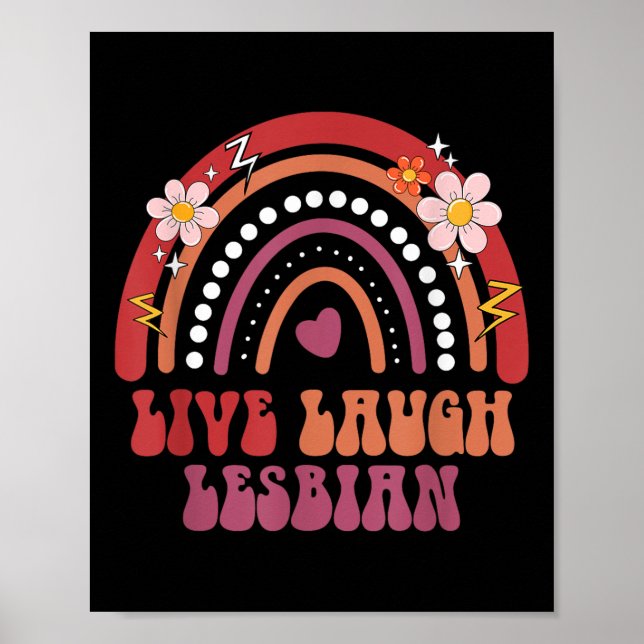 Groovy Retro Live Laugh Lesbian Pride Lgbtq+ Pride Poster (Framsidan)