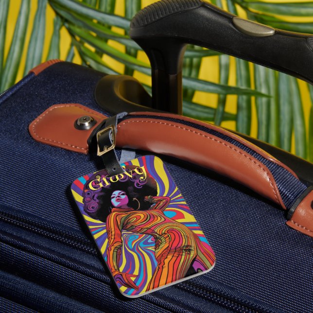 Groovy Retro Luggage Tag Bagagebricka (Framsida Insitu 1)
