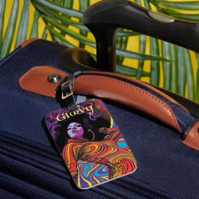 Groovy Retro Luggage Tag Bagagebricka (Framsida Insitu 1)