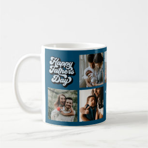Groovy Retro Lycklig Fars dag 7 Photo Collage Kaffemugg