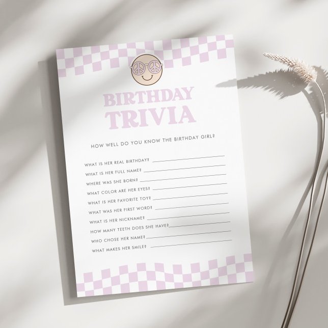 Groovy Retro Lycklig Girls 1st Birthday Trivia Gam (Skapare uppladdad)