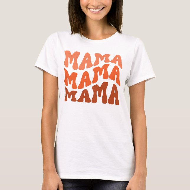 Groovy Retro Mamma Fall Season Birthday Matching T Shirt (Framsida)