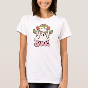 Groovy Retro Mashroom Halloween Boo Ghost Cute T Shirt