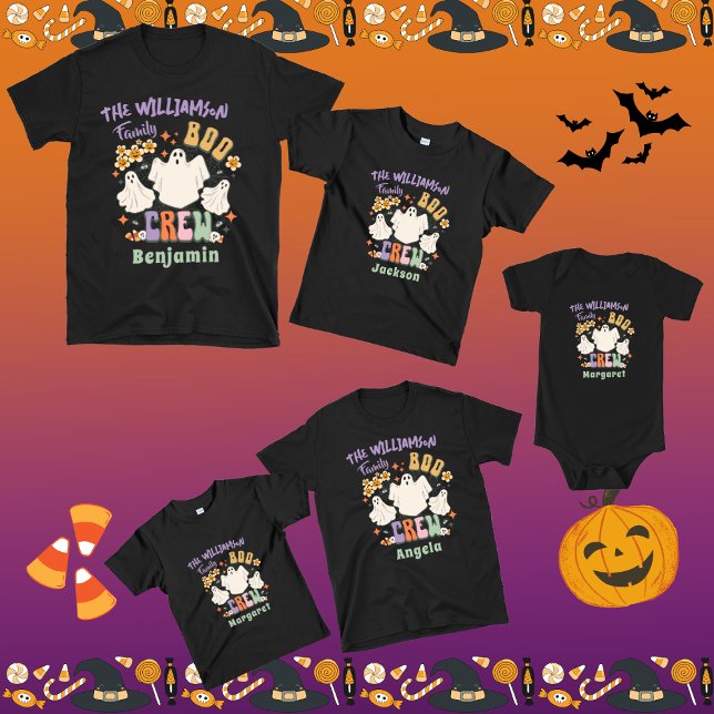 Groovy Retro Matching Family Namn Halloween Ghost T Shirt (Skapare uppladdad)