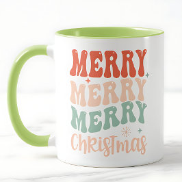Groovy Retro Merry Merry Merry Christmas Mugg