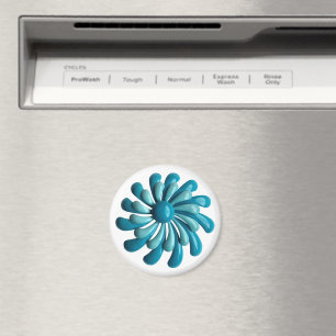 Groovy Retro MOD Atomhippie Daisy Blå Magnet