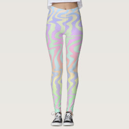 Groovy Retro Mod Boho Särpräglad Trippig Regnbågsv Leggings