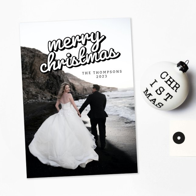 Groovy Retro Modern Minimal Julfotoport Inbjudningar (Skapare uppladdad)