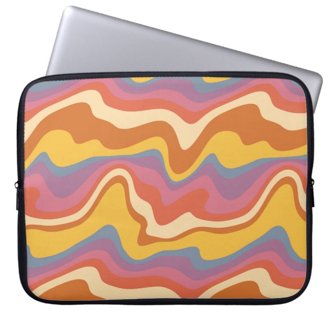 Groovy Retro Mönster Laptop Fodral (Framsidan)