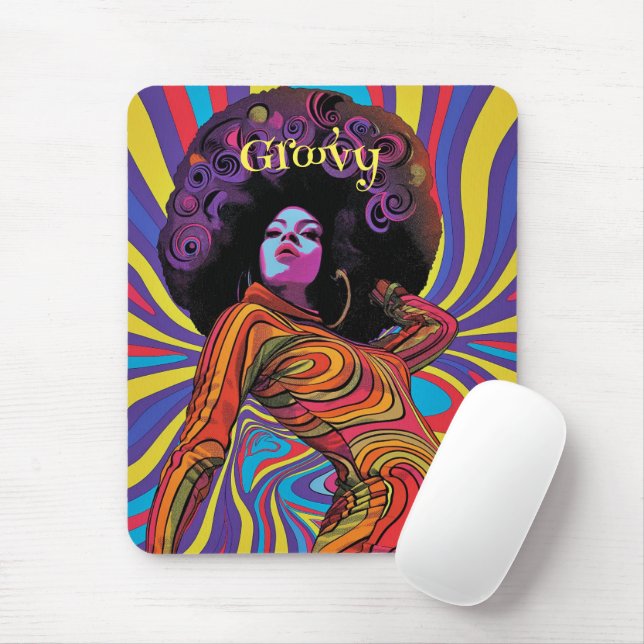 Groovy Retro Mouse Pad Musmatta (Med mus)