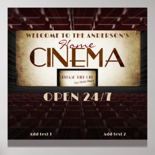 Groovy Retro Movie Night Home Cinema Theater 24/7 Poster
