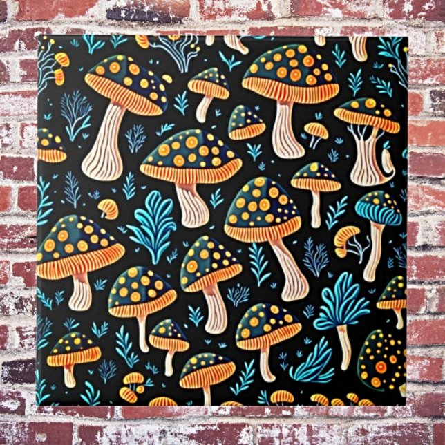 Groovy Retro Mushroom Ceramic Tile Kakelplatta (Skapare uppladdad)