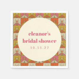 Groovy Retro Orange Botanisk Bröllopsfest Anpassad Pappersservett