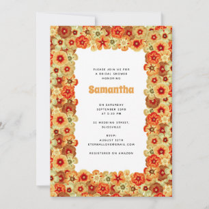 Groovy Retro Orange Hippie Flowers Möhippa Inbjudningar