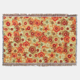Groovy Retro Orange Hippie Flowers Mönster Filt