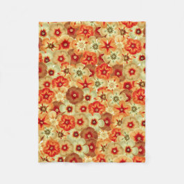 Groovy Retro Orange Hippie Flowers Mönster Fleecefilt