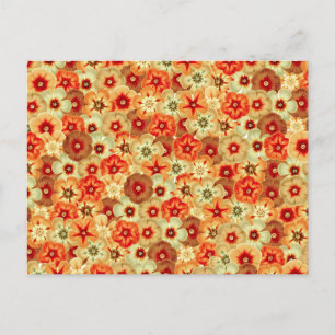 Groovy Retro Orange Hippie Flowers Mönster Helg Vykort