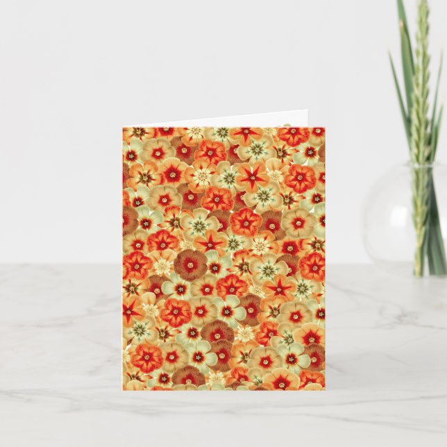 Groovy Retro Orange Hippie Flowers Mönster Kort (Framsida)