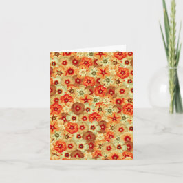 Groovy Retro Orange Hippie Flowers Mönster Kort