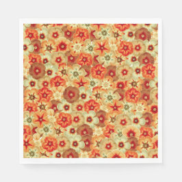 Groovy Retro Orange Hippie Flowers Mönster Pappersservett