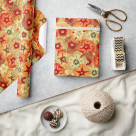 Groovy Retro Orange Hippie Flowers Mönster Presentpapper