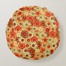 Groovy Retro Orange Hippie Flowers Mönster