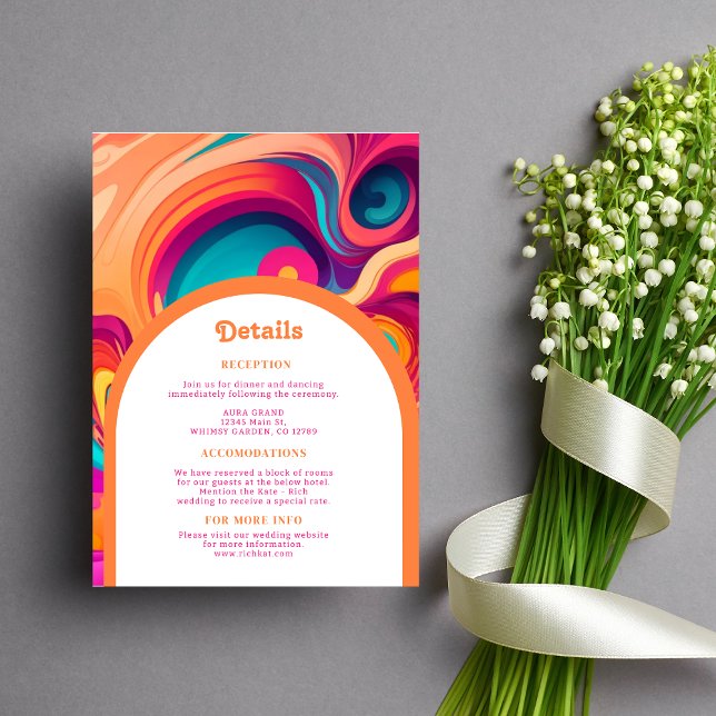 Groovy Retro Orange rosa abstrakt funky detalj Tilläggskort (Skapare uppladdad)