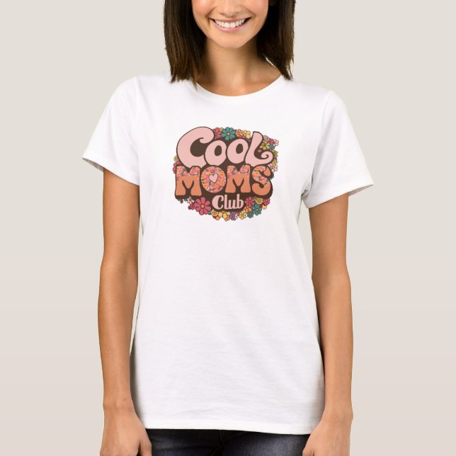 Groovy retro pastel plant blommor coola mammor klu t shirt (Framsida)