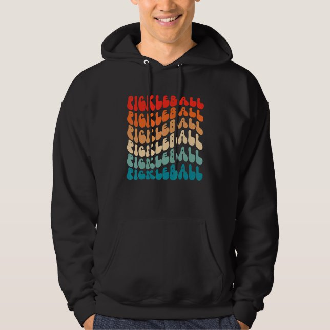 Groovy Retro Pickleball Girl Retro 70s Hippie Boho Hoodie (Framsida)