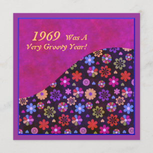 Groovy Retro PopArt Flower Power 60s 70s födelseda Inbjudningar