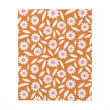 Groovy Retro Prästkragar Blommönster i orange